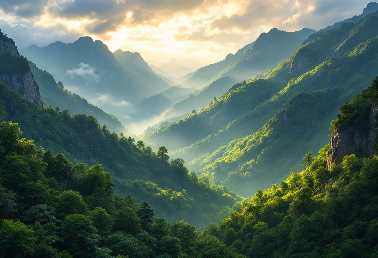 image of a lush mountainous landscape for a travel agency